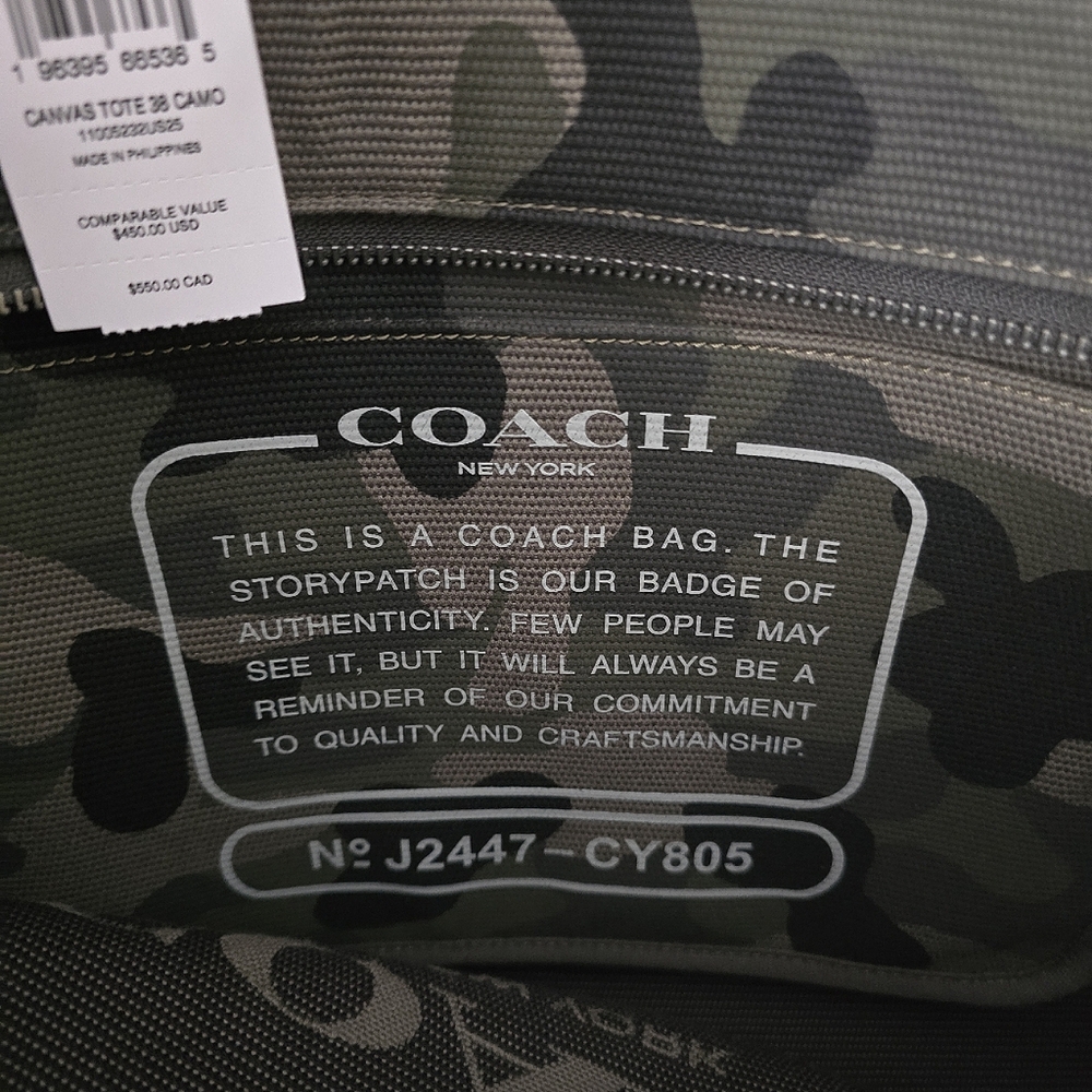 🖤 COACH CAMO PRINT TOTE BAG 38 LIMITED EDITION - Picture 6 of 7